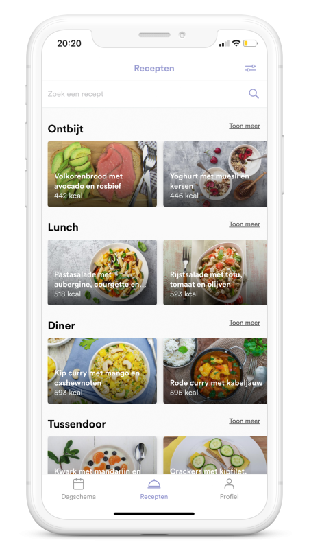 De Coach Nutrition app met recepten en dagmenu’s